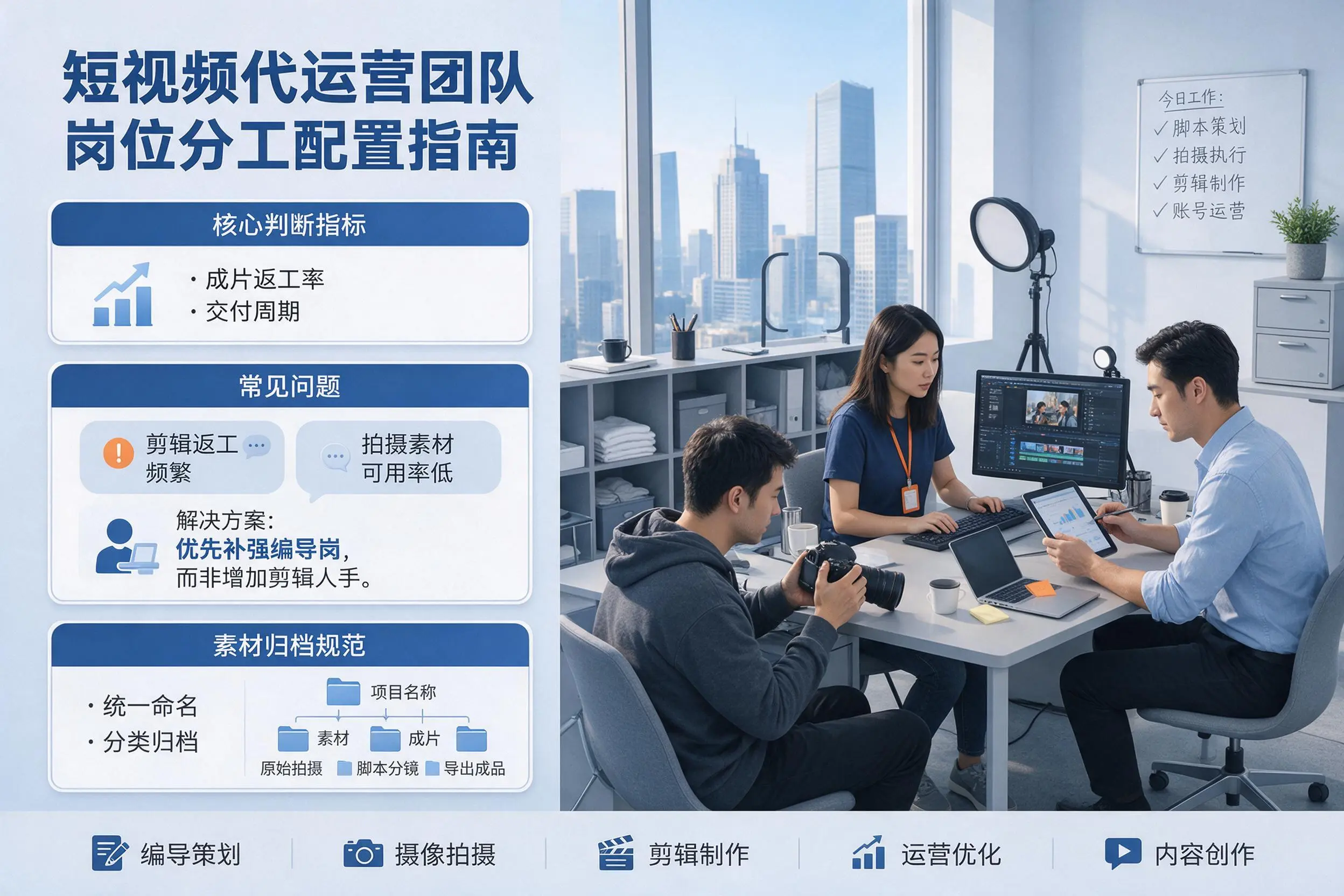短视频代运营团队如何配置？北屯企业岗位分工科普说明